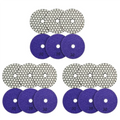 A02F-18Pcs Dia 4Inch/100Mm Grit 30 Diamond Dry Polishing Pads Resin Bond Flexible Dry Sanding Disc For Granite Marble Qme purple