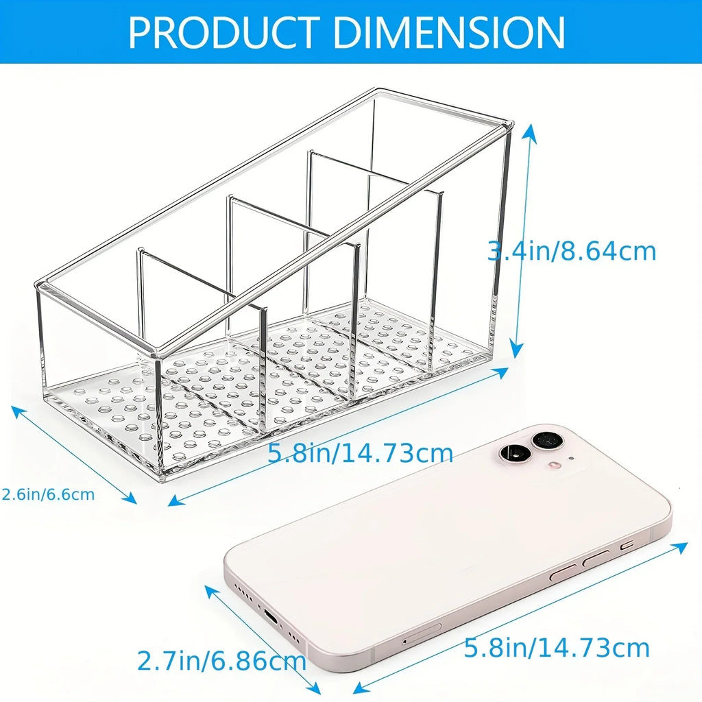 1pc Remote Control Holder, Desk Organizer, 4 Compartments Makeup Brush Holders With Different Heights For Home Qme