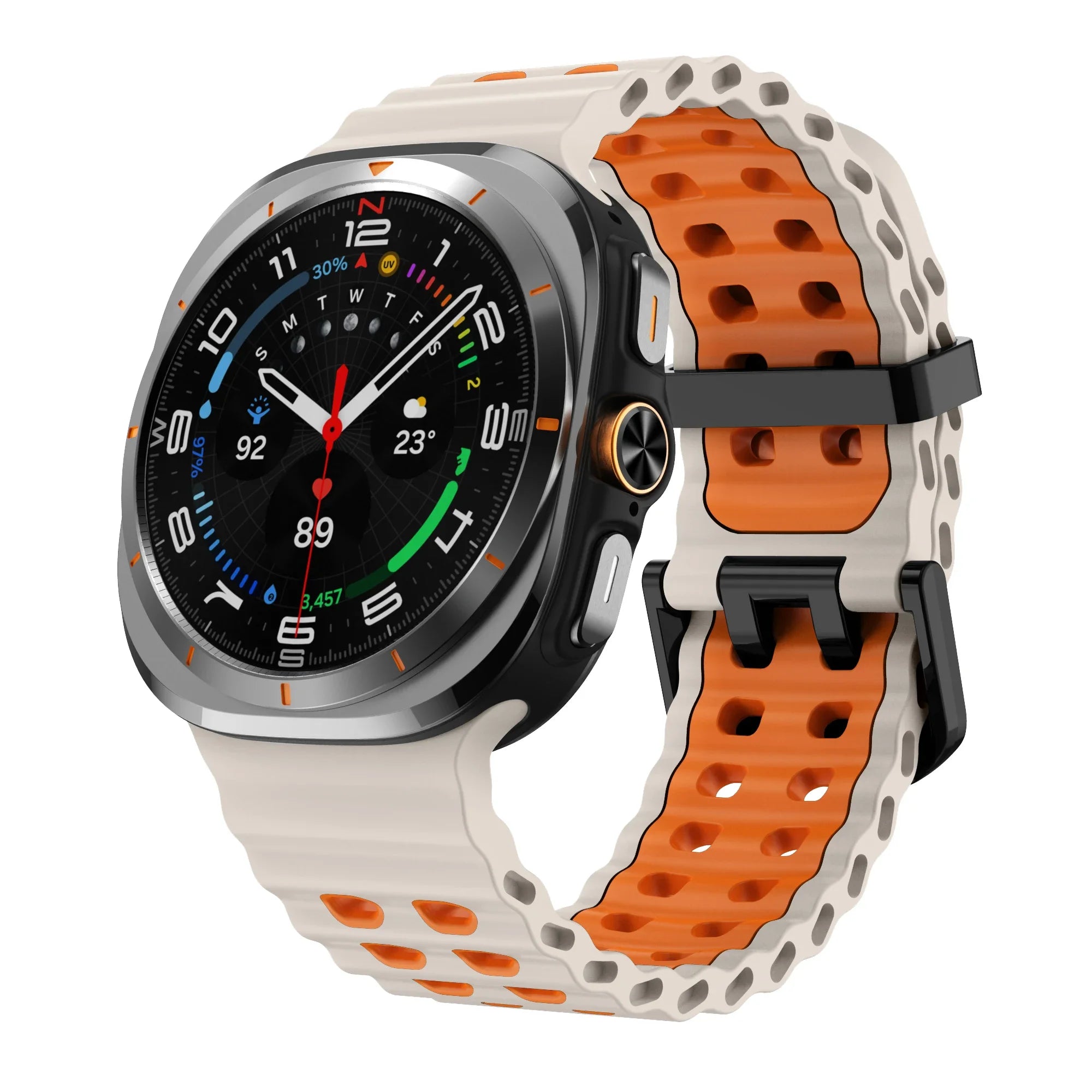Two-Tone Sports Silicone Strap For Samsung Galaxy Watch Ultra Marine Band Bracelet For GalaxyWatch Ultra 47mm Watchband Qme Stralight OrangeB Galaxy Watch Ultra