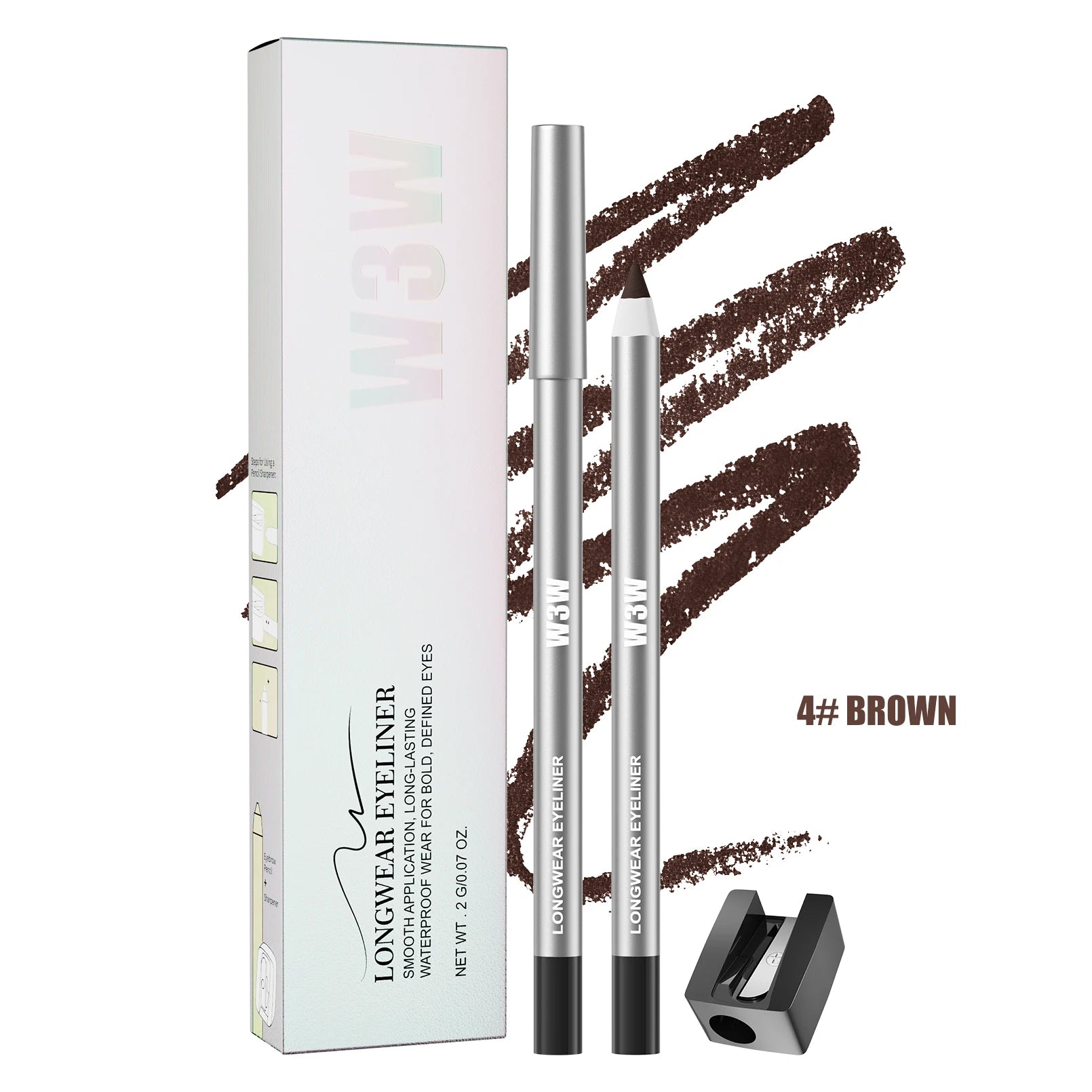 8 Colors Matte Eyeliner Gel Pencil, Ultra-fine Easy Coloring, Waterproof Sweatproof Smudge-proof, With Free Sharpener Qme W686-4 Full Size