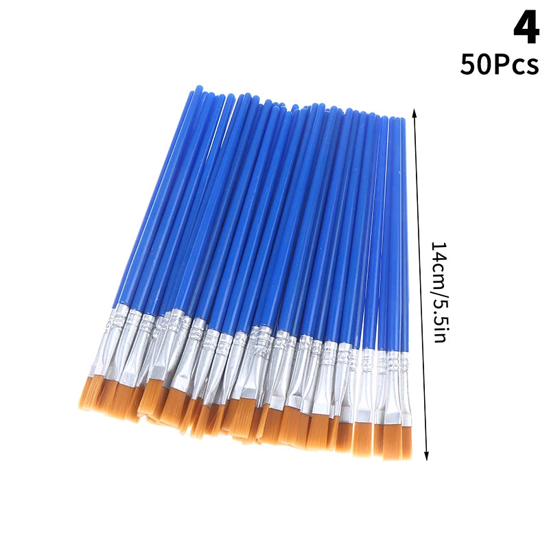 Painting Brushes Art Round Flat Hair Nylon Paint Brush Oil Acrylic Qme 4