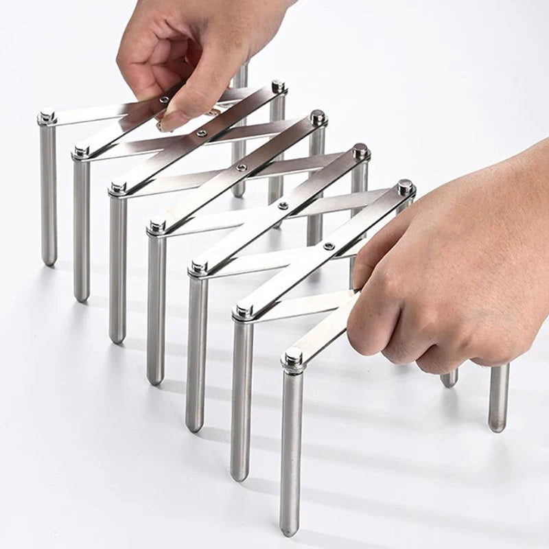 Pot Lid Rack Pan Organizer Retractable Foldable Stainless Steel Plate Qme