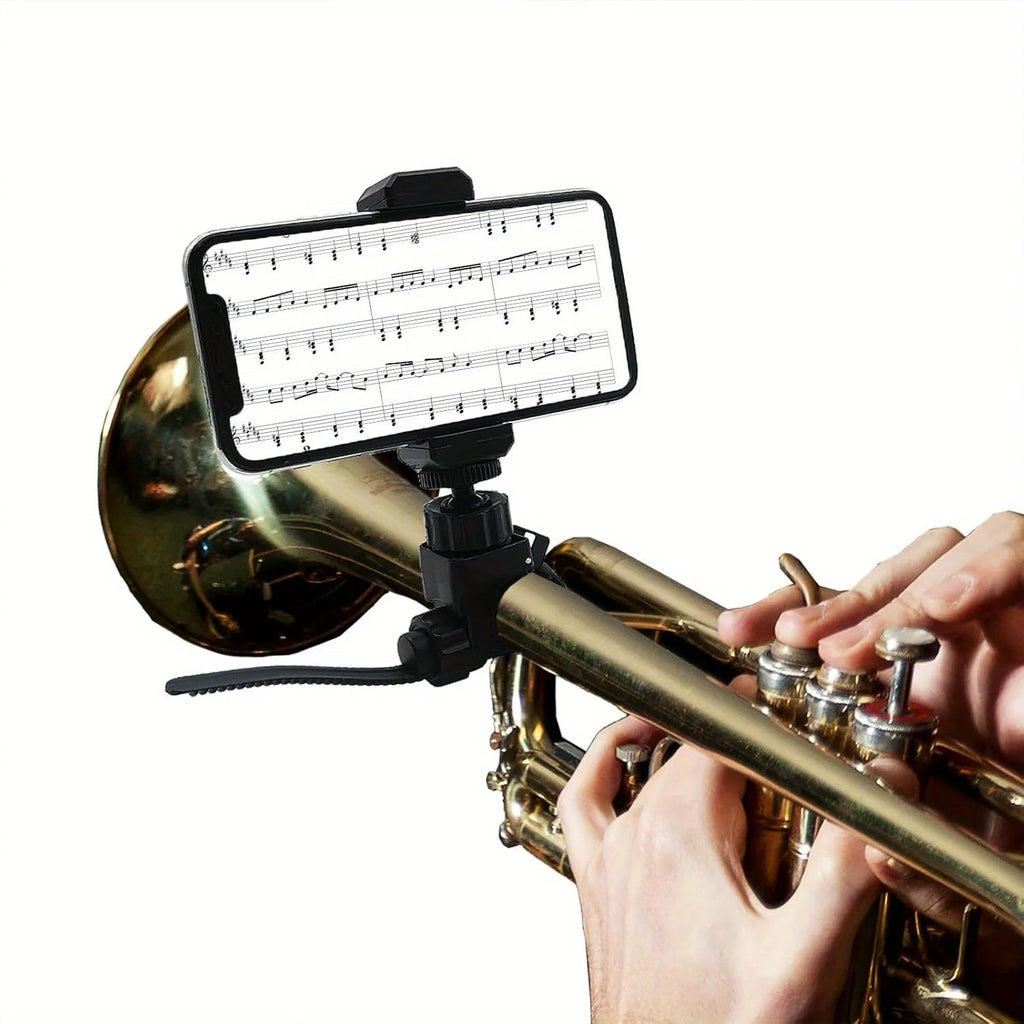 Adjustable Trumpet Phone Music Lyre Clamp Low Brass Lyre for Cornet,Clarinet,Trombone (Round Pipe Diameters0.4-2.2inch Adjutable Qme