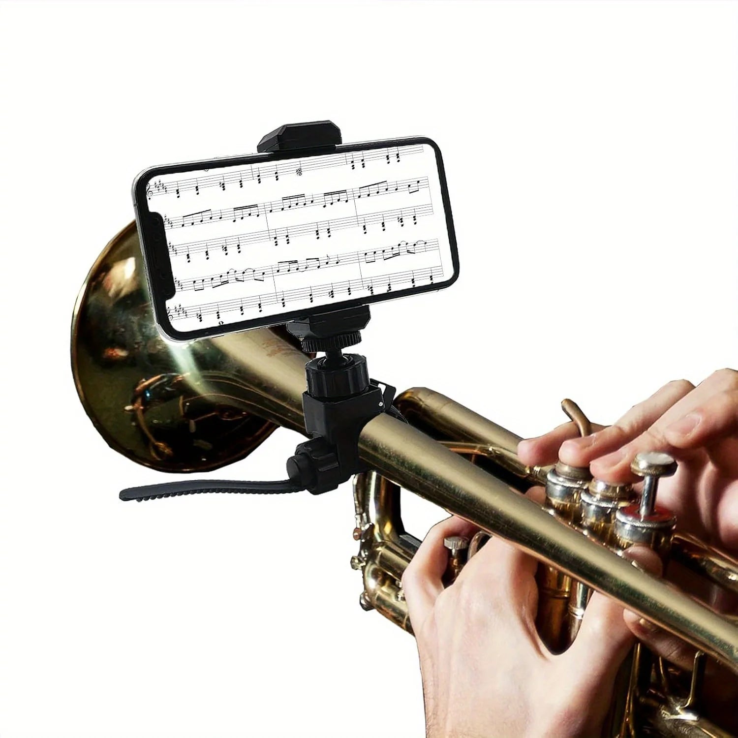 Adjustable Trumpet Phone Music Lyre Clamp Low Brass Lyre for Cornet,Clarinet,Trombone (Round Pipe Diameters0.4-2.2inch Adjutable Qme