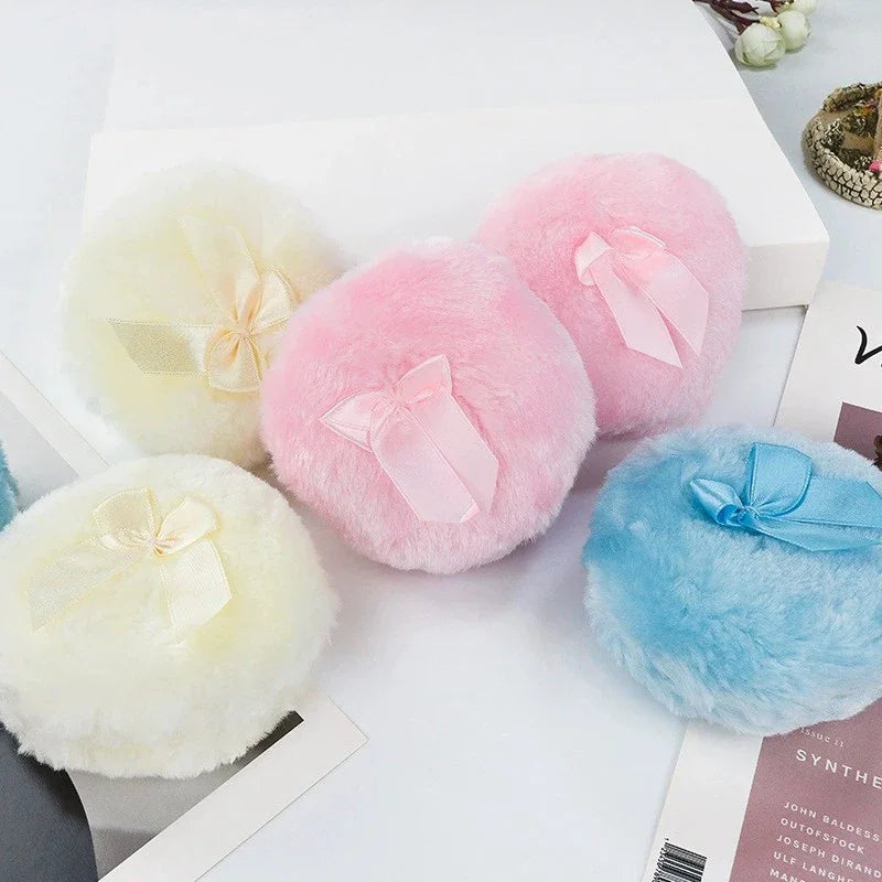 Plush Makeup Puffs Professional Bowknot Round Cosmetic Soft Fluffy Qme