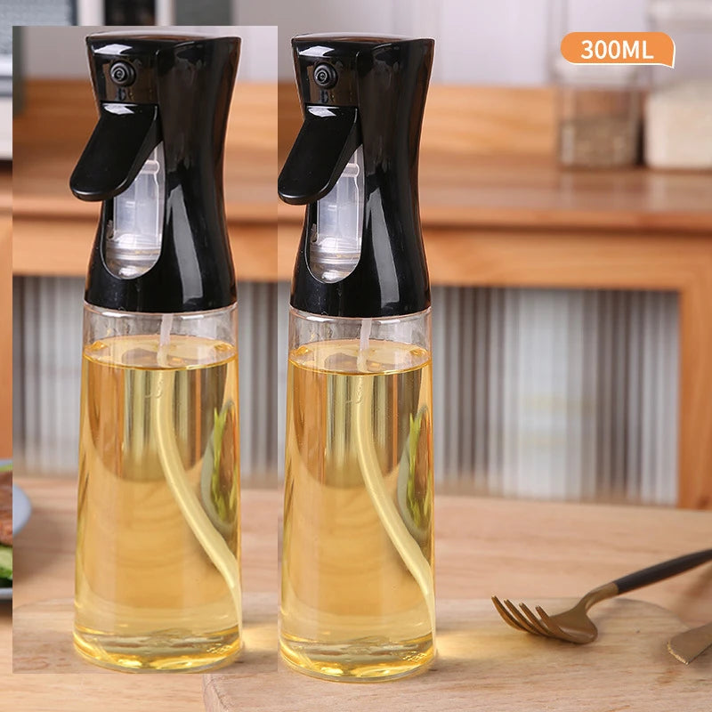 Oil Spray Bottle For Cooking Kitchen Olive Oil Sprayer For Camping BBQ Baking Vinegar Soy Sauce 200ml 300ml Kitchen Accessories Qme 2PCS Black 300ML
