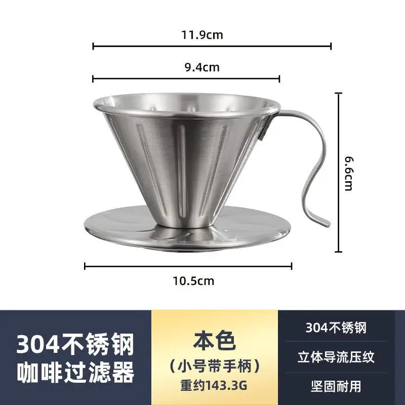 Stainless Steel Pour Over Coffee Dripper Reusable Rustproof Design Qme B