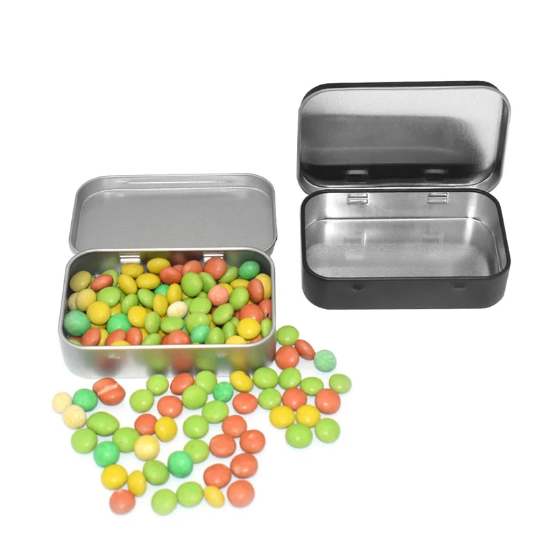 Metal Rectangular Empty Mini Tin Box Tinplate Push Candy Pill Cases Qme