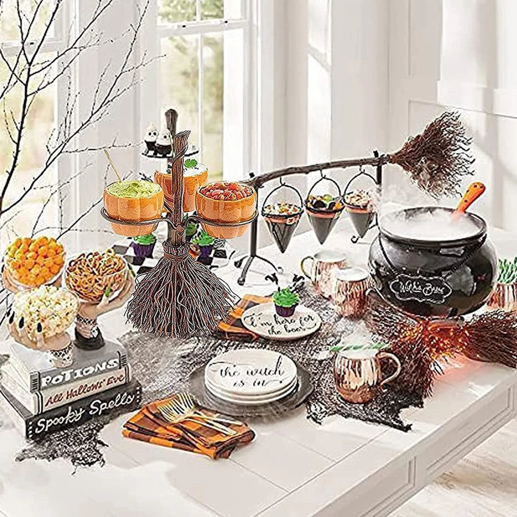 Multifunctional Halloween Wooden Snack Bowl Stand Halloween Creative Snack Basket 3/4/6 Bowls Qme