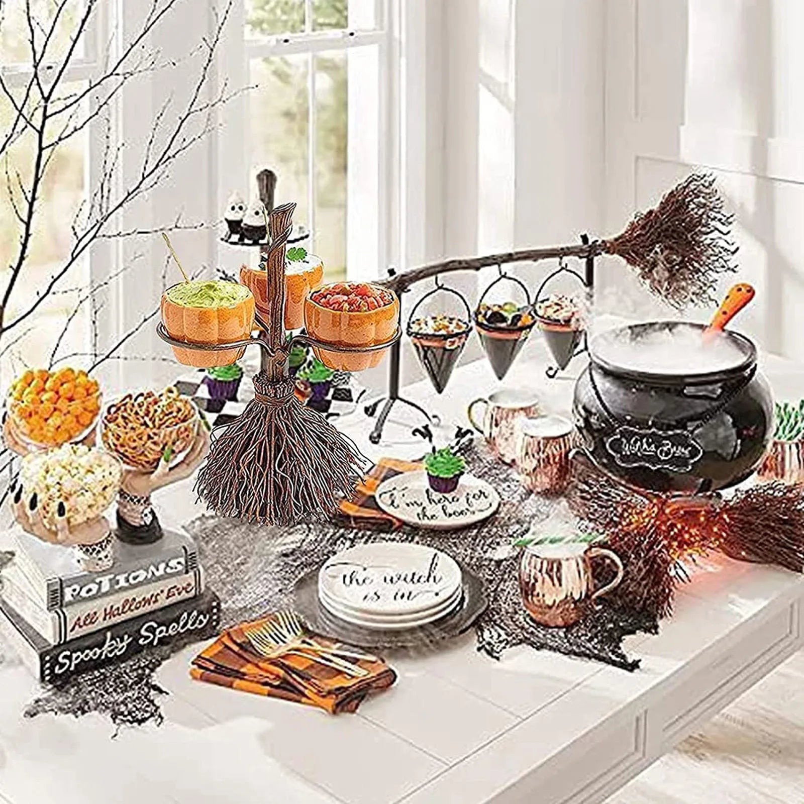 Multifunctional Halloween Wooden Snack Bowl Stand Halloween Creative Snack Basket 3/4/6 Bowls Qme