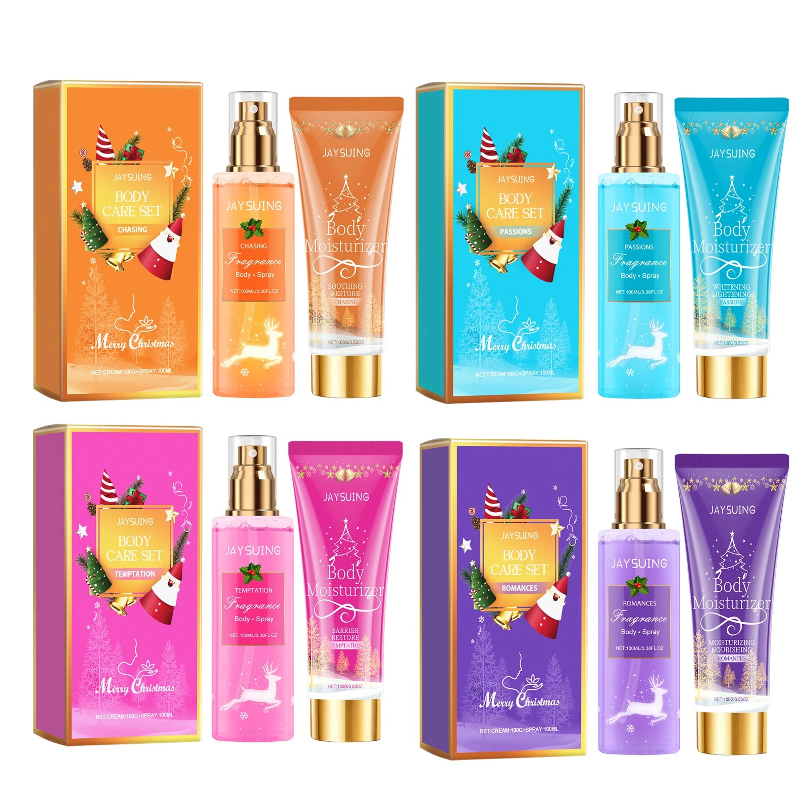Christmas Scented Body Care Set Moisturizing Fragrance Body Spray & Lotion Long Lasting Fragrance Smoothing Body Repairing Dry Qme 4 IN 1