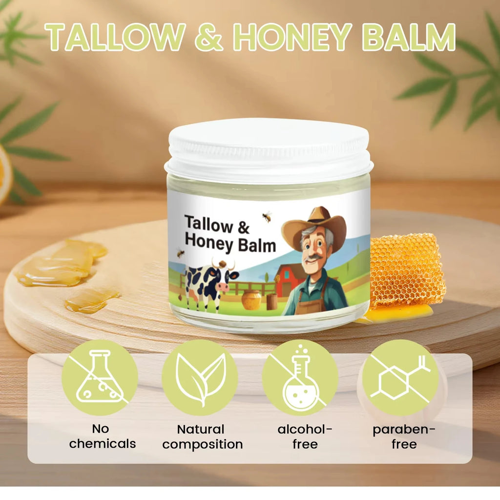 Hydrating Tallow & Honey Balm Skin Nourishing Smoothing Delicate Moisturizer to Improve Texture for Soft Firm Skin Daily Skincar Qme
