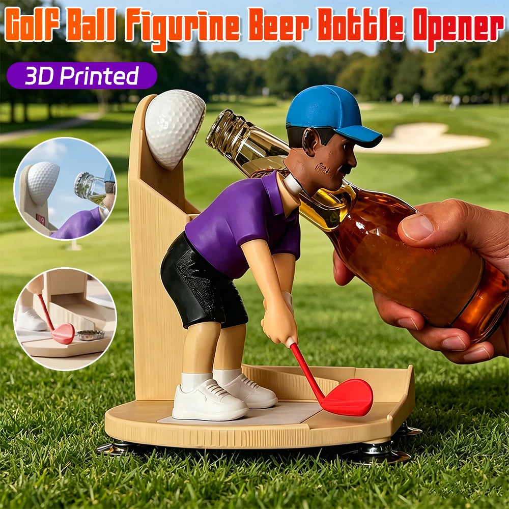 Golfer Figurine Beer Bottle Opener With Caps Collector Slot Bottle Cap Home Bar Decor Golf Lover Gift Kitchen Gadget Qme