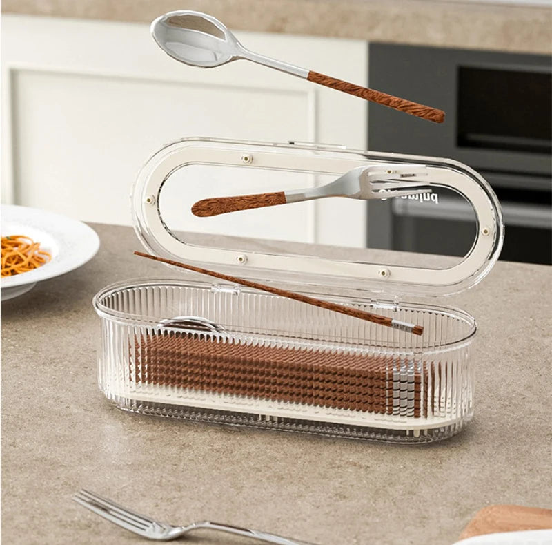 Restaurant Spoon Fork Cutlery Storage Box Light Luxury Transparent Qme