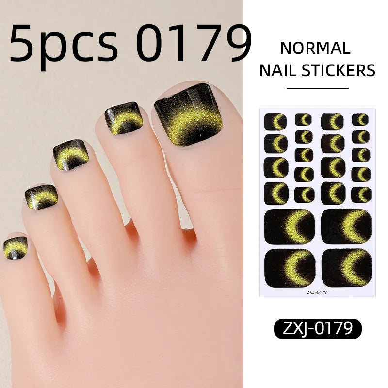 Cat Eye Style Nail Art Stickers Self adhesive Stickers For Toe Nails Full Cover Toenail Polish Stickers DIY Foot Decals Qme 5pcs 0179