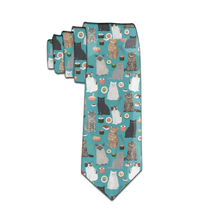 Funny Cartoon Dog Sunflower Print Tie Fashion Casual Polyester Men's Qme