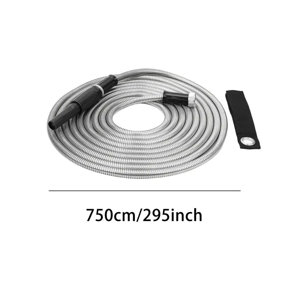 Outdoor Hose Stainless Steel 25FT Pipe Outdoor Washing Hose For Garden Lawn Irrigation Landscape Farm Backyard Qme China Mainland AS SHOW
