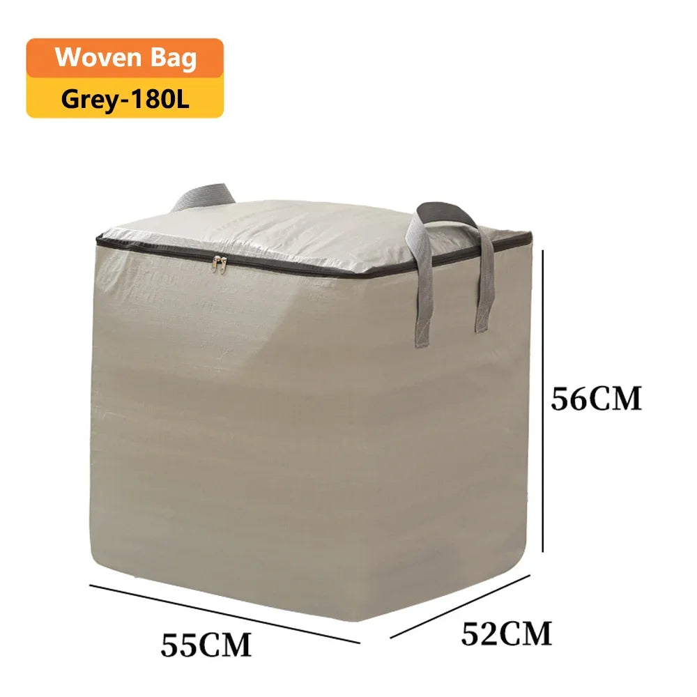 Large Capacity Moving Packing Bag Storage Bag Cotton Quilt Bag Miscellaneous Woven Luggage Bag Clothing Sorting and Storage Bag Qme Grey 180L