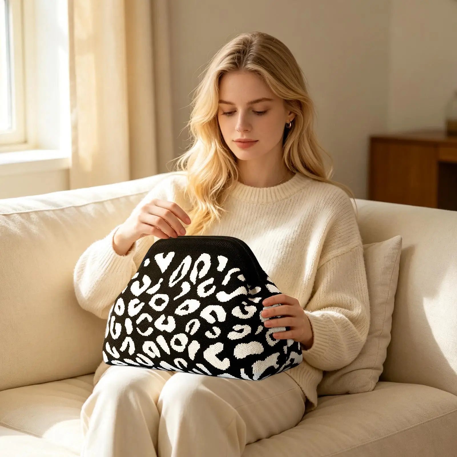 Mahjong Bag Hand-woven Aesthetic Coin Card Purse Magnetic Closure Qme