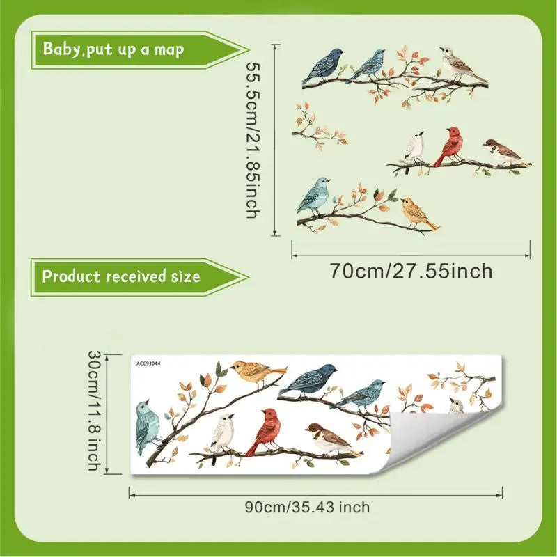 Bird Branches Window Stickers Removable Bedroom Home Decoration Qme