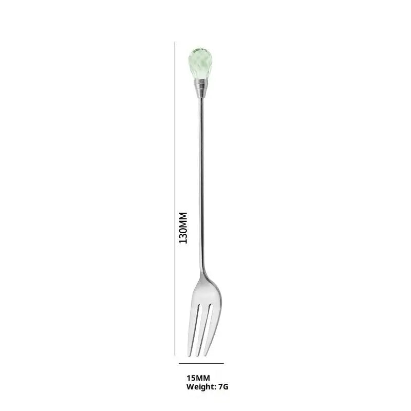 Dessert Ice Cream Coffee Cocktail Crystal Spoon Long Handle Teaspoon Qme A8
