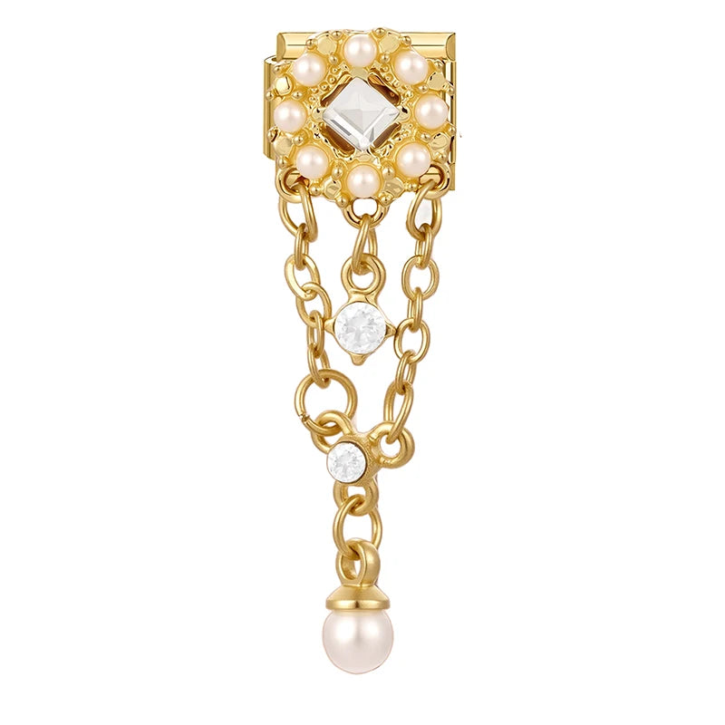 2026 Exquisite Bowknot Micro Inlaid Colored Zircon Pearl Italian Charm Link 9mm Stainless Steel Modular Bracelet Jewelry Gifts Qme Style 19