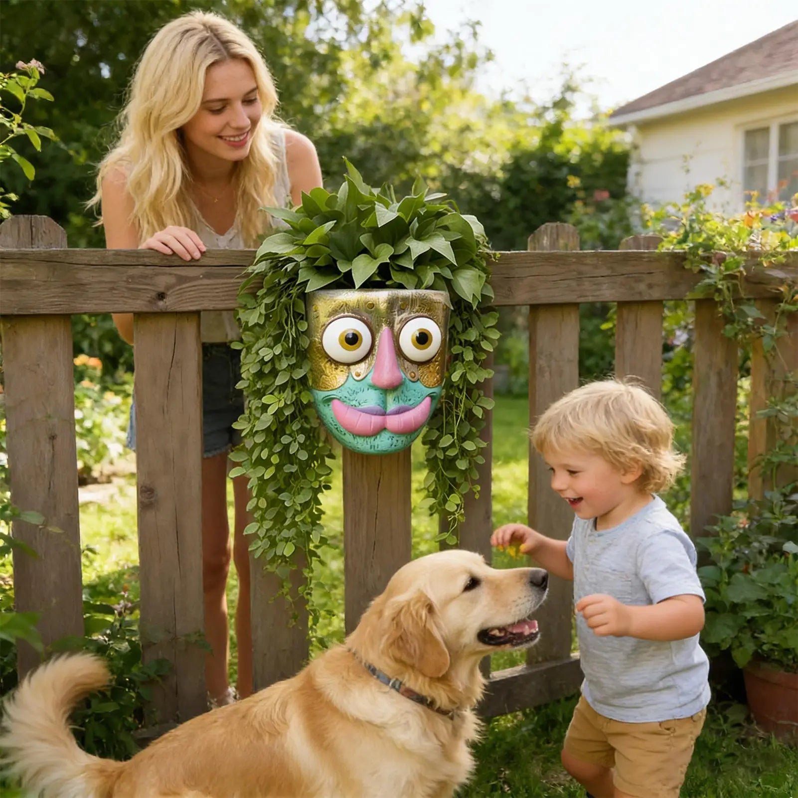 Abstract Face Planter Resin Wall Bonsai Holder Whimsical Face Plant Pots Indoor For Fence Terrace Indoor Outdoor Home Garden Qme
