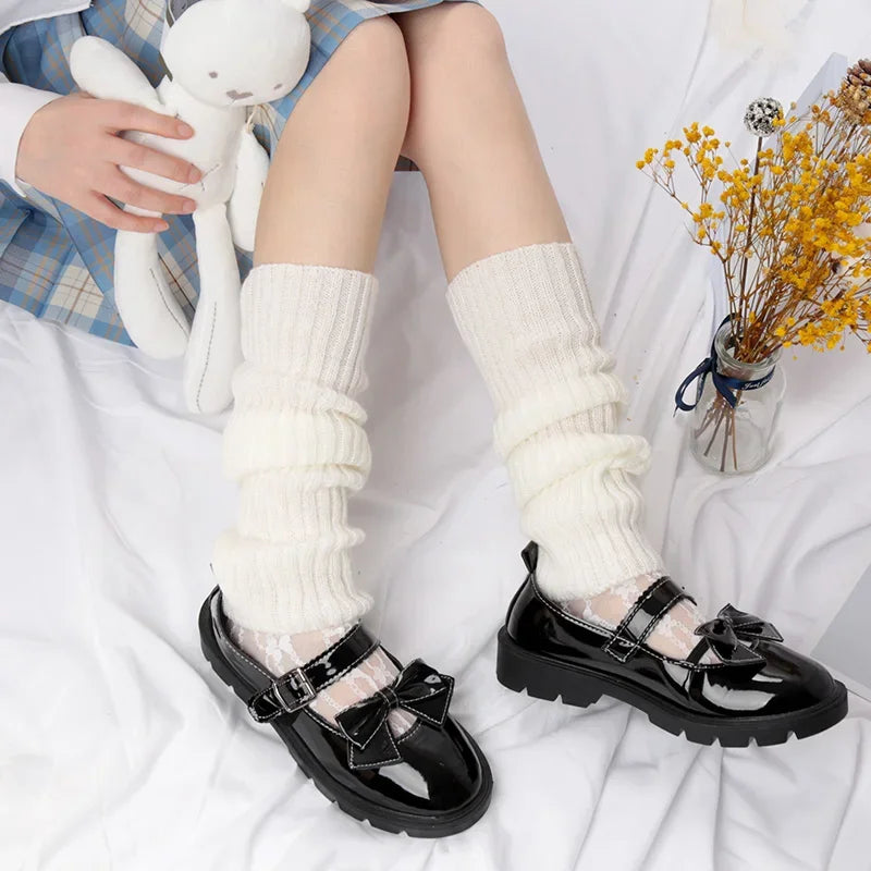 Lolita Long Socks Women Boot Cuffs Harajuku Leg Warmers Knitted Warm Foot Cover Arm Warmer Ladies Autumn Winter Crochet Socks Qme