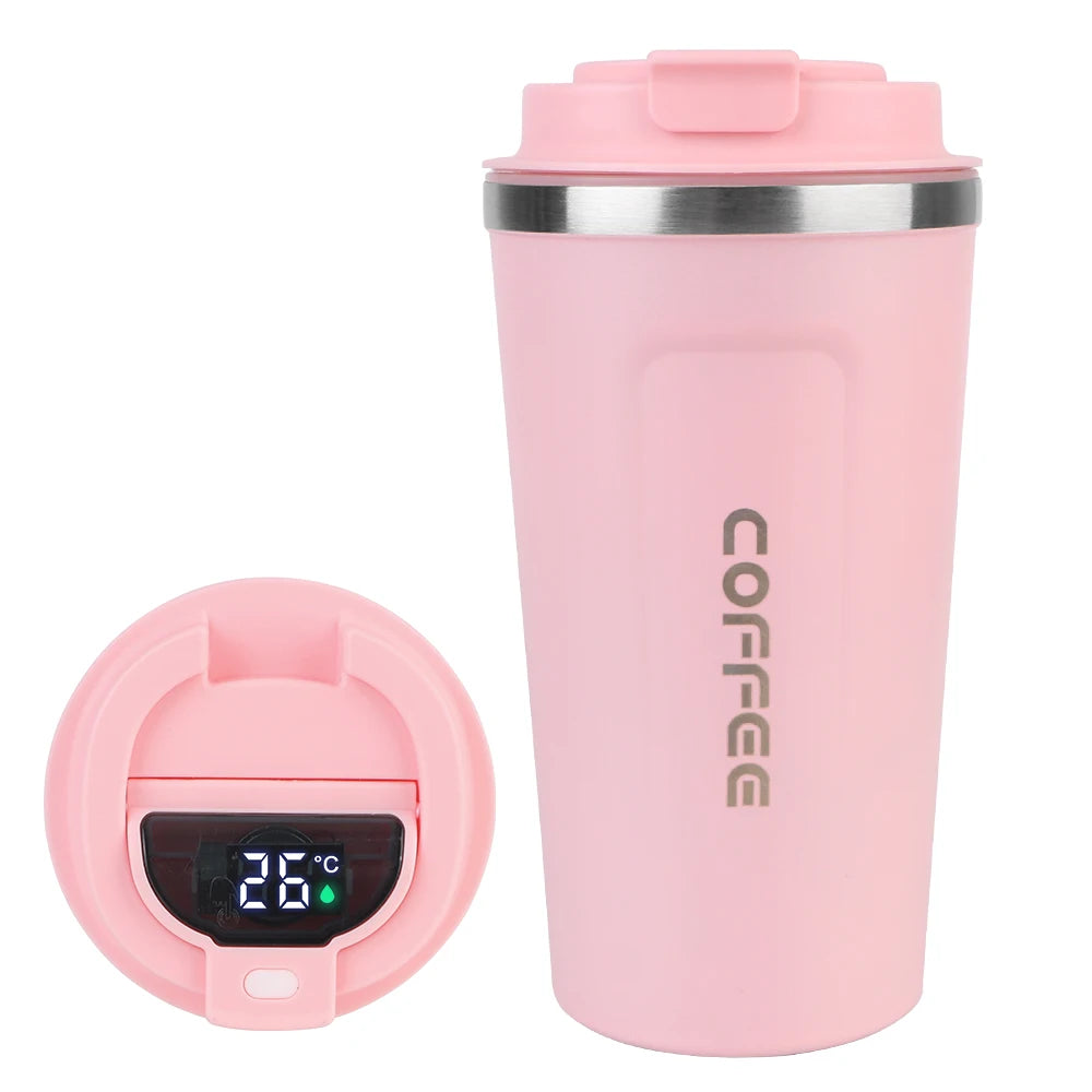 Mug Car Thermos 380 Leak Proof Travel Thermo Cup Tea Water Coffee Qme 510ml Pink Digit 401-500ml