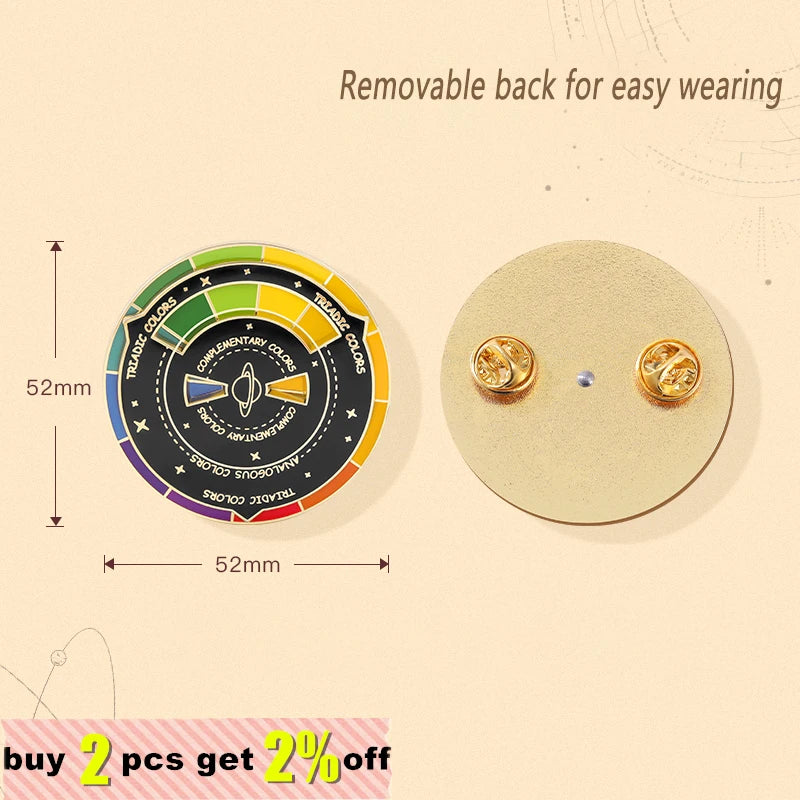 Round Color Metal Compass Enamel Pin Fashion Brooch Art Multicolour Badge Lapel Clothes Hat Jewelry Kid Gift Lapel Pin Wholesale Qme