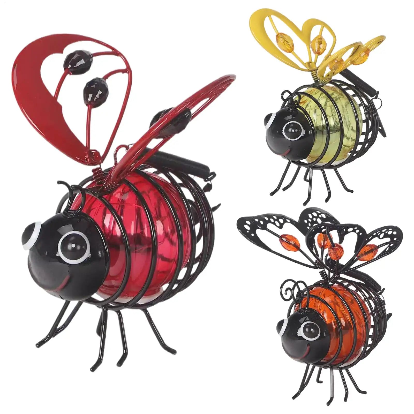 Bee Lights Metal Waterproof Funny Lamp Bee Outdoor Decor Solar Yard Lights for Lawn Yard Tree Window Fence Porch Patio Pathway Qme