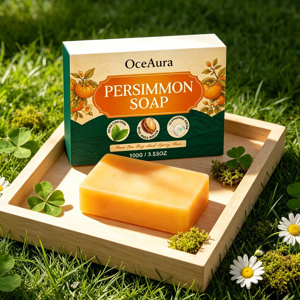 OceAura Persimmon Soap Nonenal Body Odor Removal Improve Dryness Clean Skin Exfoliator Refreshing Organic Natural Body Soap Bar Qme