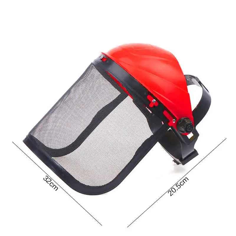Garden Grass Trimmer Safety Helmet Hat With Full Face Mesh Protective Mask For Logging Brush Cutter Forestry Protection Qme Red
