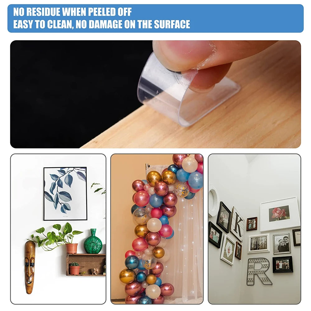 TFAAI 60Pcs/Box Ultra-strong Double-sided Adhesive Tape Transparent Non-marking Washable Mounting Sticky Double Faced Tapes Qme