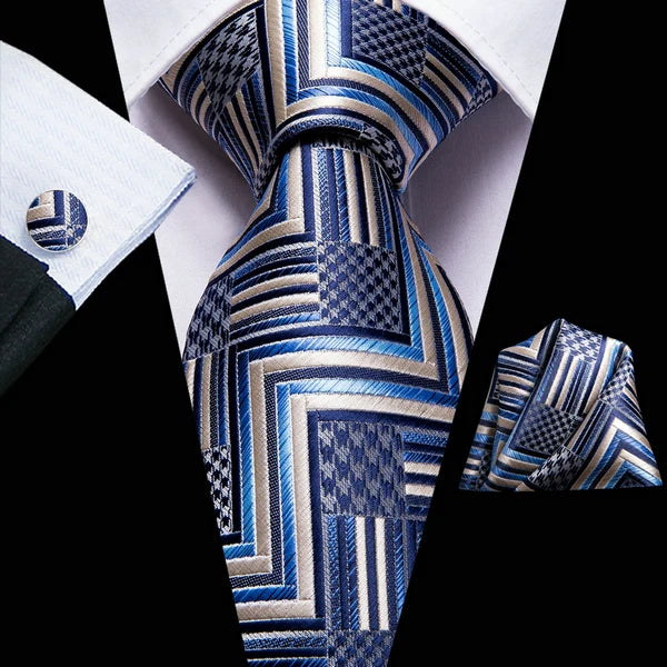 Tie Men 3-Piece Wedding Accessories Cufflinks Pocket Handkerchief Qme DPTH-LDSN3354