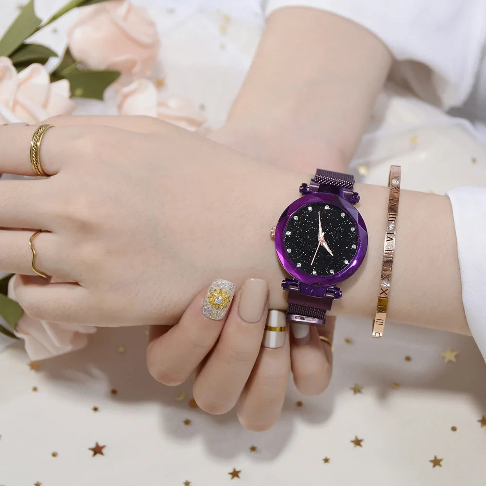Luxury Women Watches Ladies Magnetic Starry Sky Watch Women Fashion Diamond Quartz Wristwatches reloj mujer zegarek damski Qme