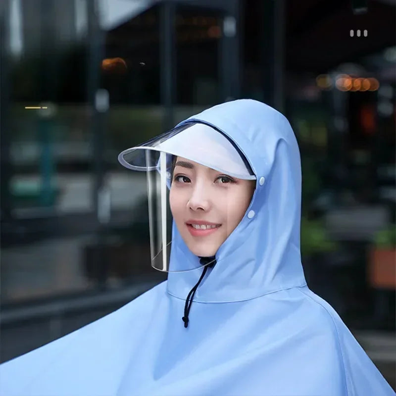 Long Adult Hooded Waterproof Impermeable Rain Poncho for Men and Women, For Fishing Camping Travel Qme