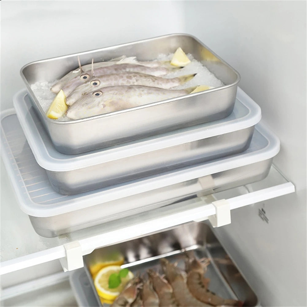 Stainless Steel Baking Pan Tray With Wire Rack Cake Baking BBQ Pan Tray Plate Oven Brownie Rack Kitchen Cooking Roasting Tool Qme