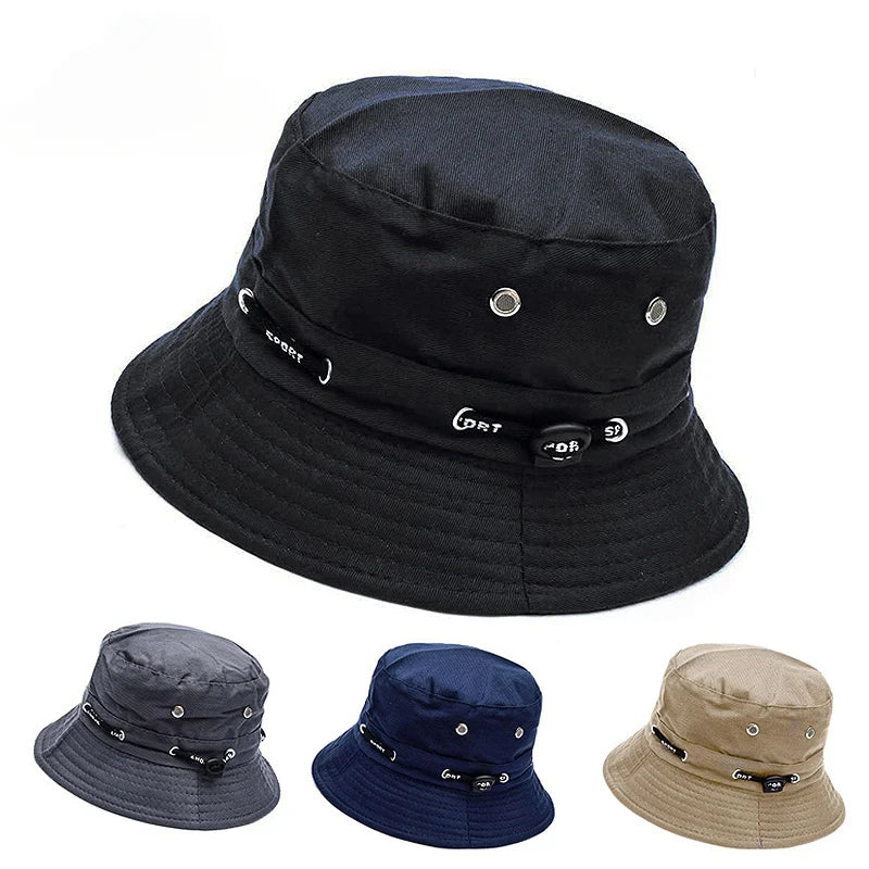 Stringed Bucket Hat Panama Breathable Sun Protection Fisherman Hat for Men Women Girls Summer Travel Sports Hiking Beach Bob Hat Qme