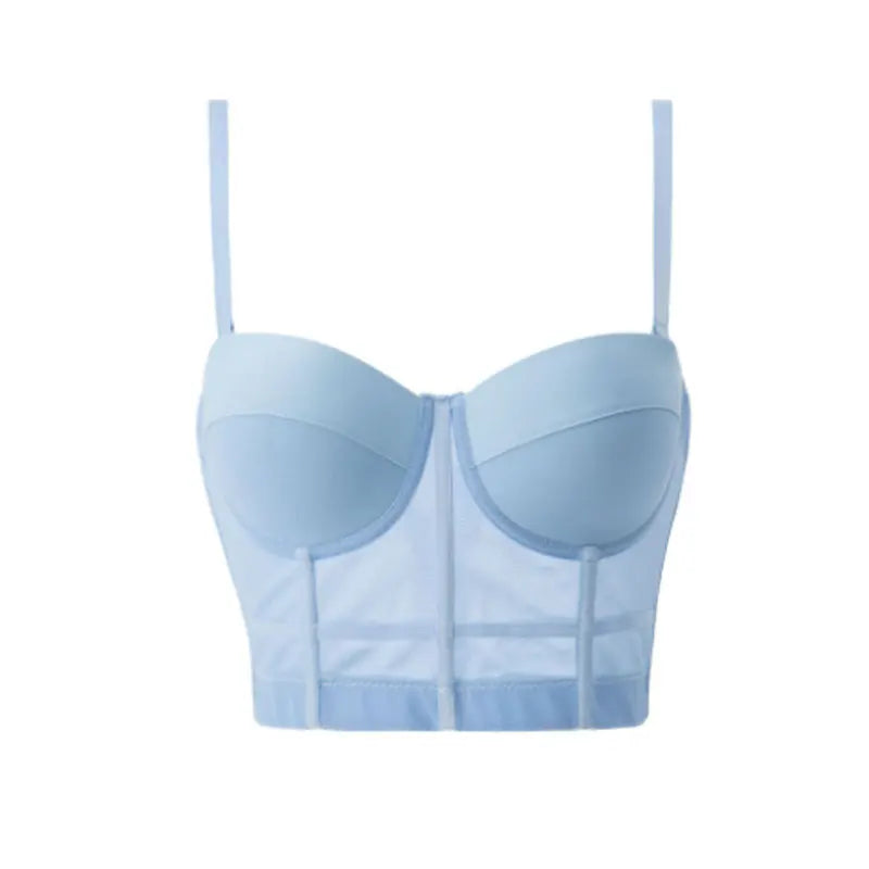 Mesh Push Up Bralet Women's Corset Bustier Bra Night Club Party Long Cropped Top Vest Plus Size Tank Top Women White Corset Qme BU S