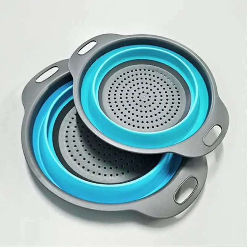Silicone Folding Drainer Basket Fruit Vegetable Foldable Colander Qme