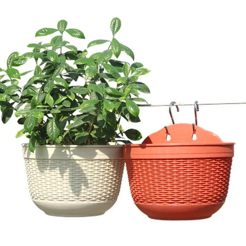 Imitation Rattan Weaving Creative Flower Planter Garden Pot Flowerpot Qme