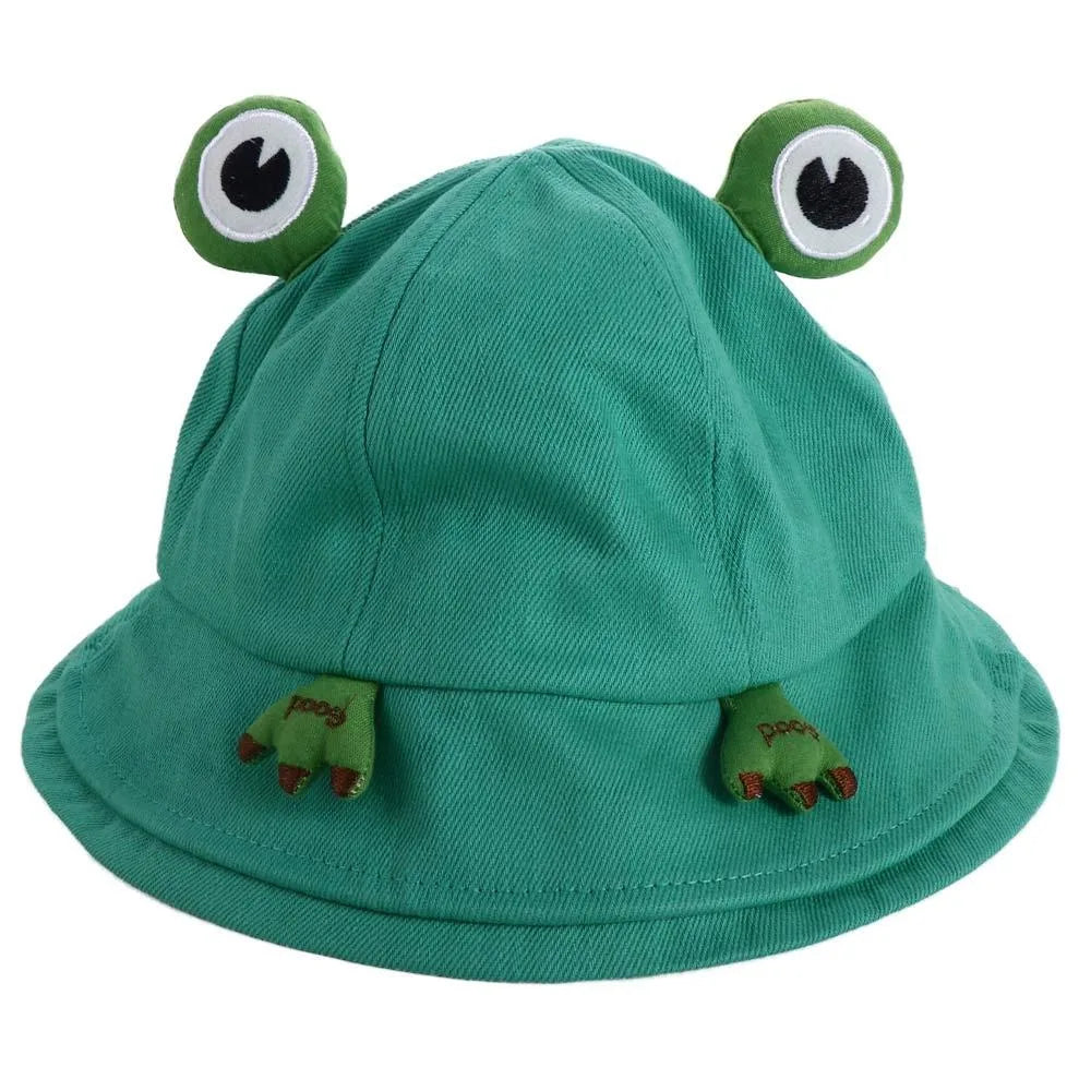 Cute Big Brim Frog Fisherman Hat Sun Protection Breathable Women Qme Green