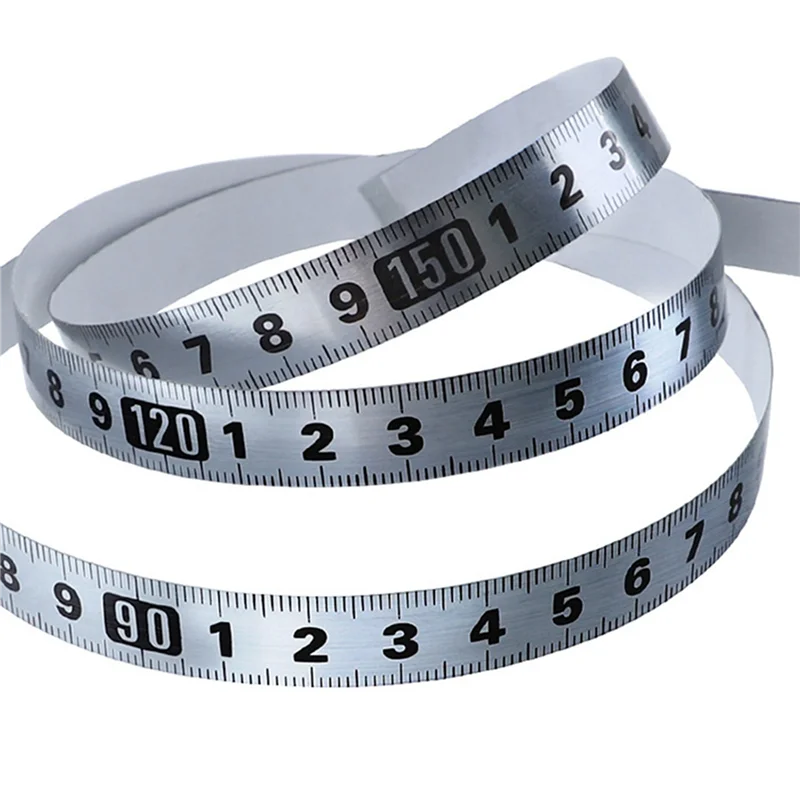 A02F-8PCS Stainless Steel Adhesive Scale Precision Woodworking Guide Rail Self-Adhesive Tape Measure Metal Ruler With Glue Qme