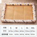 A Pet Summer Mat Cute Dog Cooling Sofa Breathable Small Dog Bed Cushion Moistureproof Rattan Wear Cat Mat Accessories Qme grey cat 60-45cm
