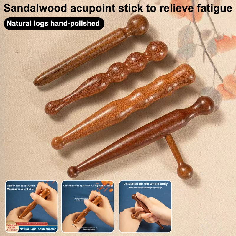 Wood Acupoint Massage Stick Tool Foot Full Body Relaxing Deep Tissue Qme
