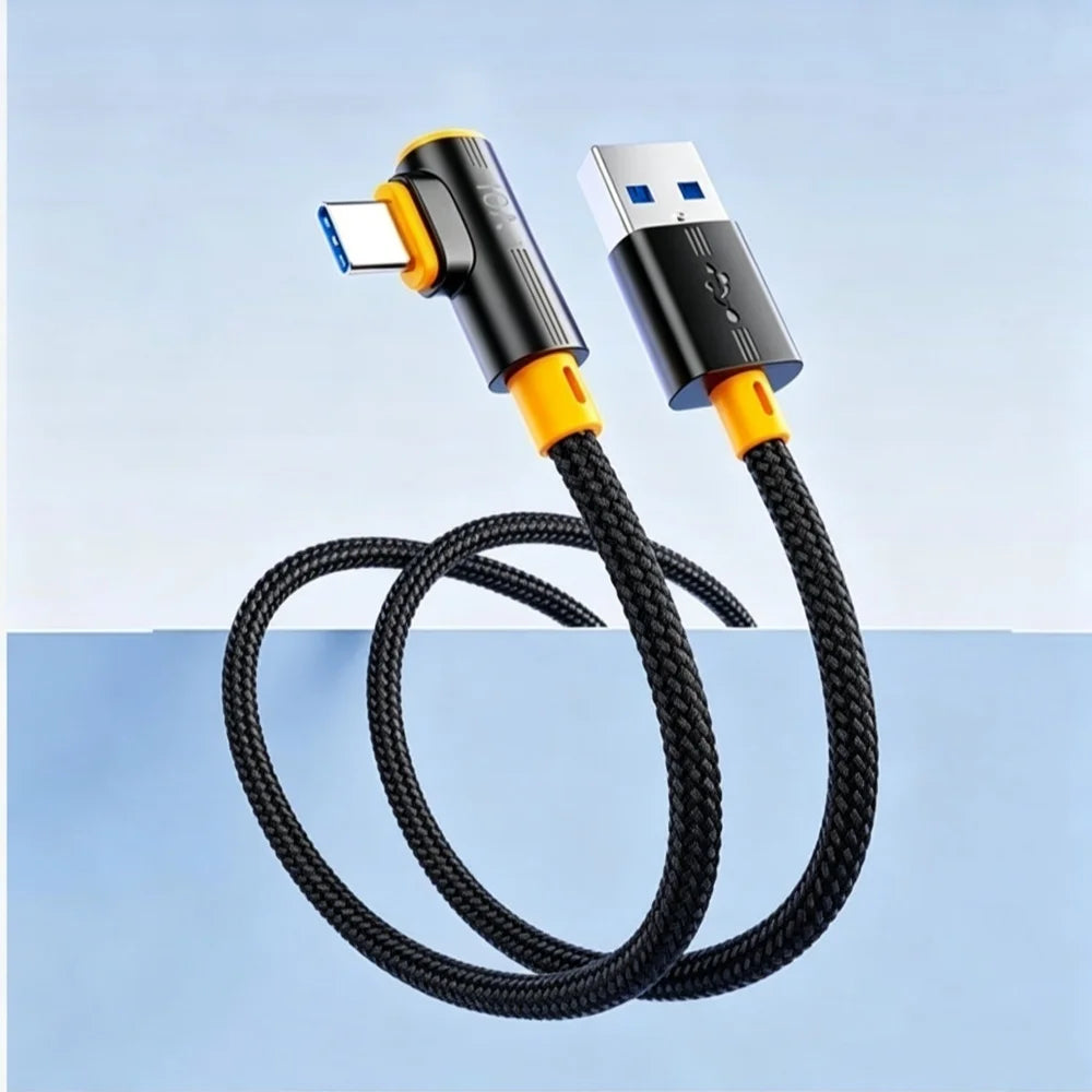 USB Type C 240W Fast Charging Cable USB-C 90° Elbow Data Line 1M/1.5M/2M/3M PD Quick Charge 3.0 Wire For Samsung Huawei Xiaomi Qme black A-C 0.3m