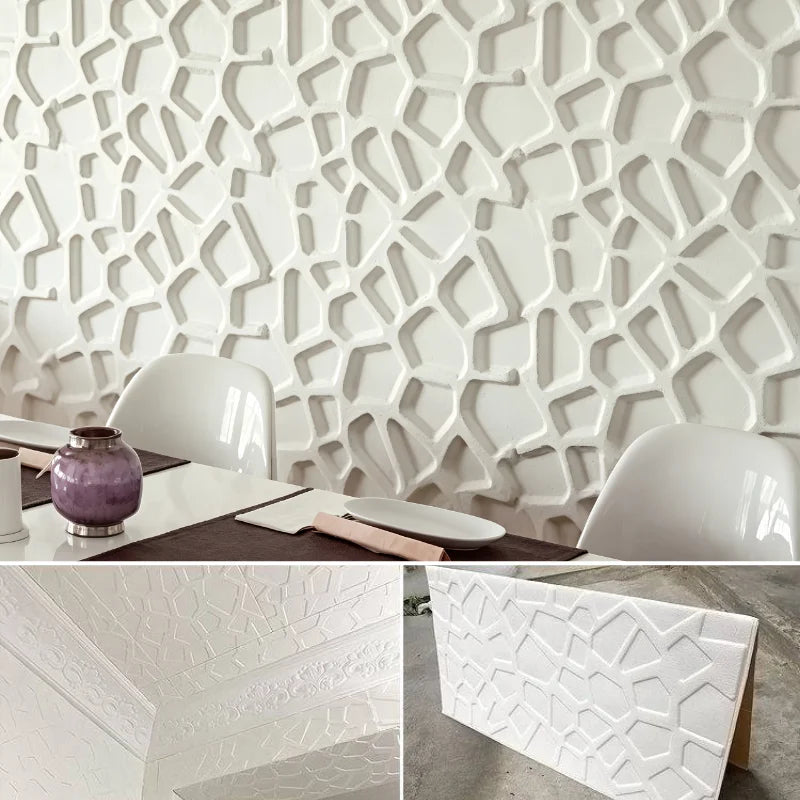 Waterproof Stain Resistant Grid 3D Wallpaper 35cmx35cm Self Adhesive Wall Sticker Bedroom Living Indoor Household Wall Art Decor Qme