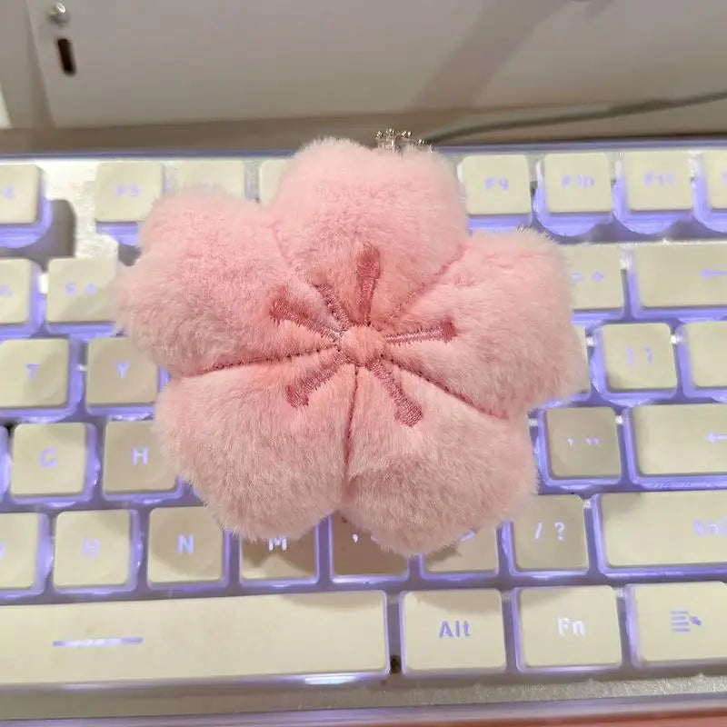 2026 New Cherry Blossom Series Plush Doll Pendant Kawaii Pink Flower Car Keychain Gift For Cute Girlfriend Bag Decoration Qme A1