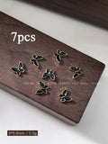 Mini Alloy Gold Silver Rimmed Butterfly Nail Charms Flat Back Tiny Metal Butterflies 3D Nail Art Embellishments for DIY Manicure Qme black 7pcs